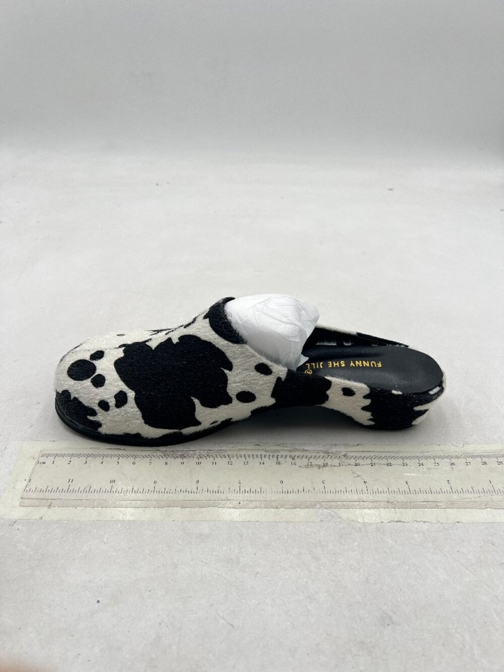 Black/White Cow Clogs for Women Suede Slip On Mule Loafers Closed Toe Shoes